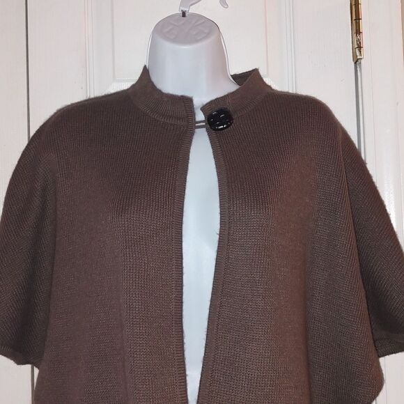 Tally Ho Brown button neck cardigan with pockets Sz S - Picture 3 of 5